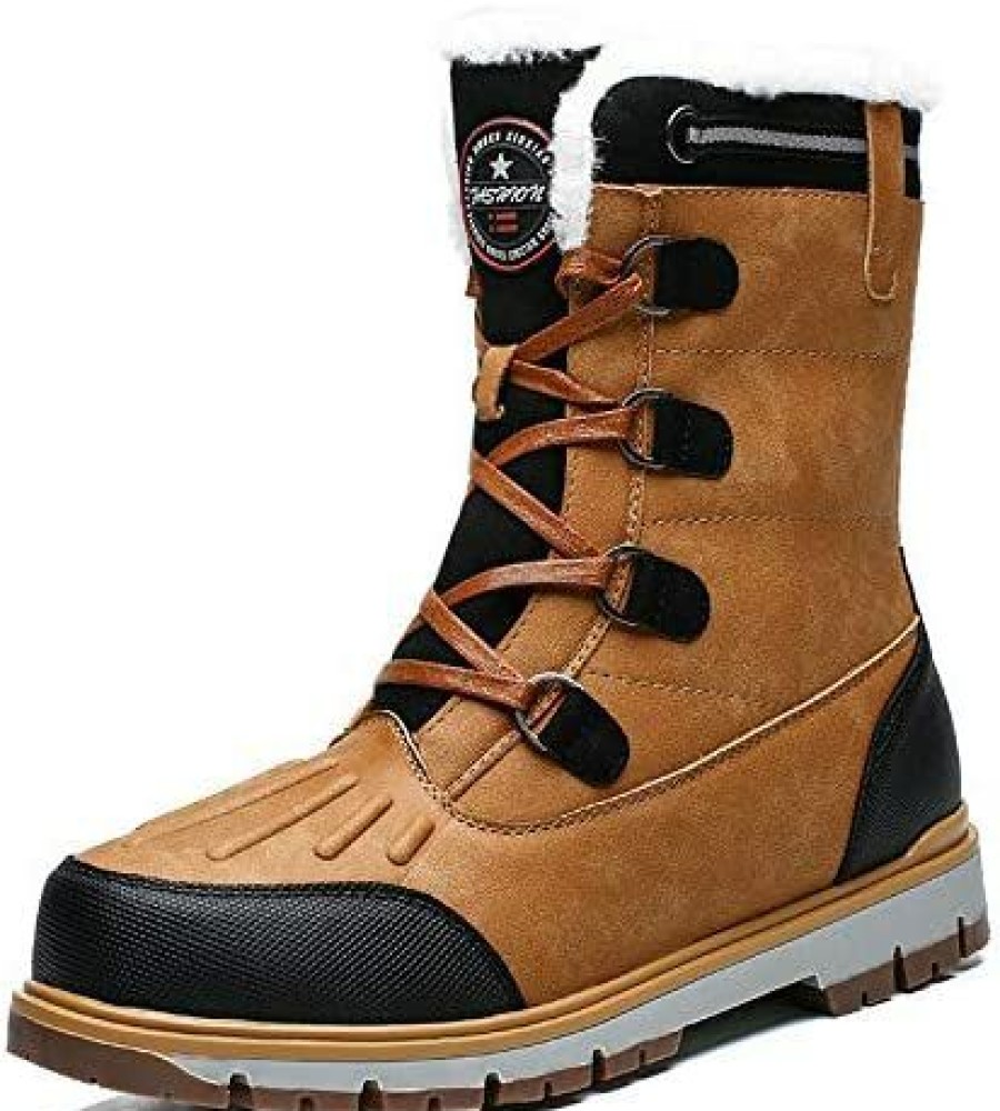 Men * | Ozlika Mens Winter Trekking Backpacking Snow Boots Waterproof Insulated Walking Boots Non-Slip Fully Fur Lined Hiking Boots (Color : Brown, Size : 12) Black