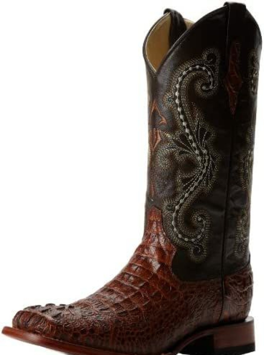 Men * | Ferrini Men'S Print Crocodile S-Toe Western Boot Black