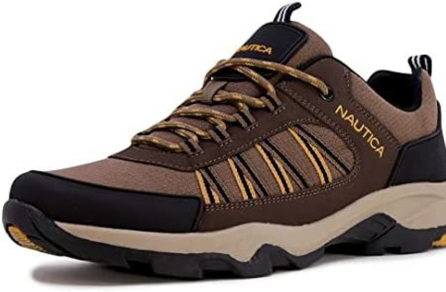 Men * | Nautica Mens Hiking Work Shoes Trekking Utility Low-Top Outdoor Sneakers Black Red-Backwoods