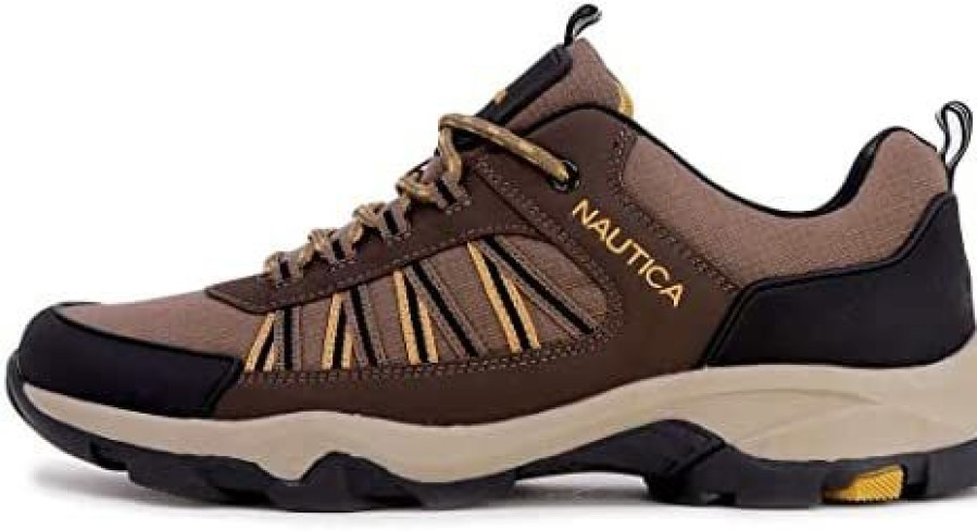 Men * | Nautica Mens Hiking Work Shoes Trekking Utility Low-Top Outdoor Sneakers Black Red-Backwoods