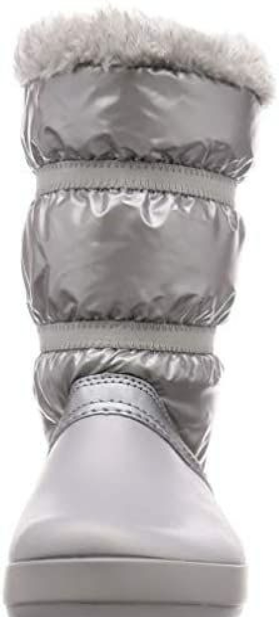 Girl * | Crocs Kid'S Crocband Lodgepoint Metallic Boot Snow, Silver, 9 M Us Toddler