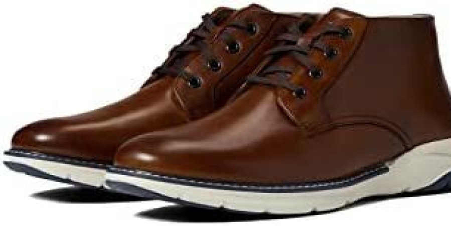 Men * | Florsheim Men'S Frenzi Plain Toe Chukka Boot Cognac Smooth/White Sole