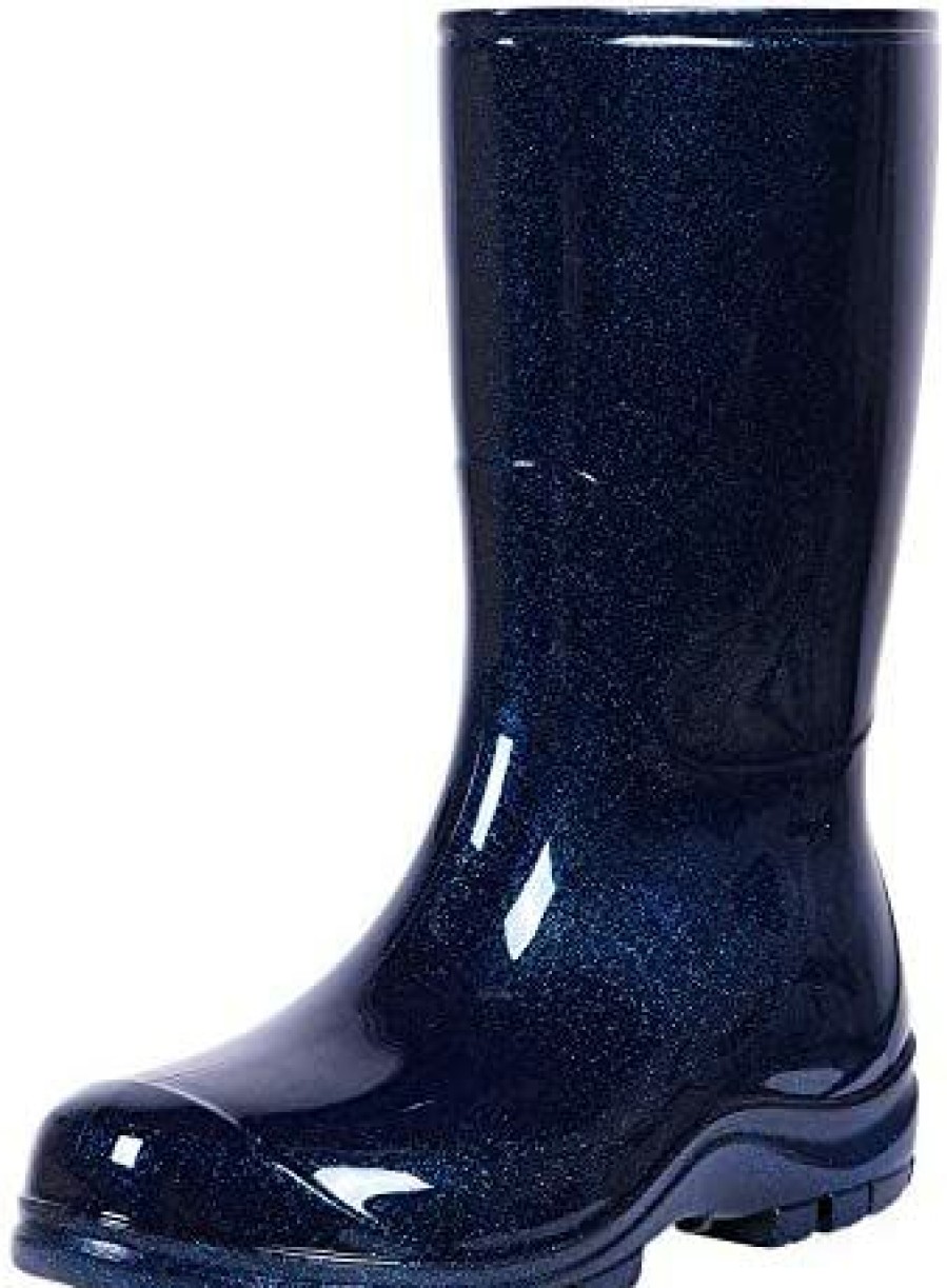 Women * | Asgard Women'S Mid Calf Rain Boots Short Rubber Boots Waterproof Garden Shoes For Ladies Starry Blue Size 10