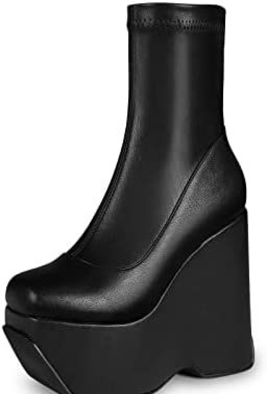 Women * | Wetkiss Womens Platform Wedge Boots Size Zipper Booties For Women Slip On Ankle Boots Heeled Short Boots Black