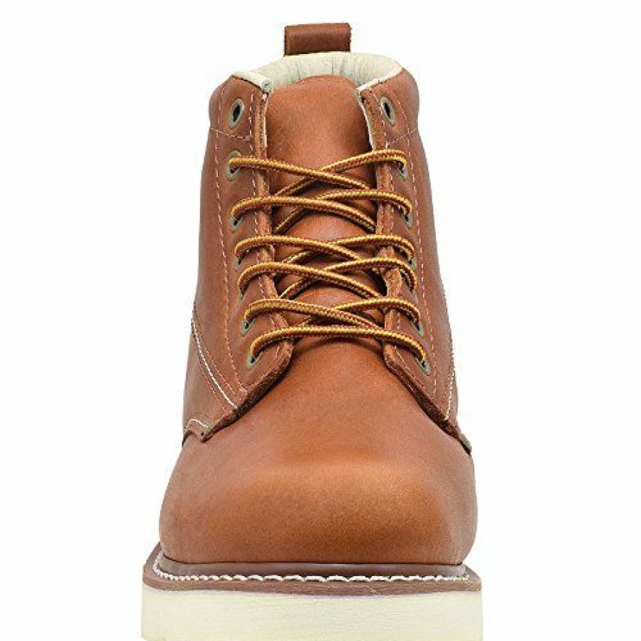 Men * | Golden Fox Work Boots Men'S 6 Plain Toe Wedge Boot For Construction With Lightweight Comfortable Outsole Size 11 D(M) Us Brun