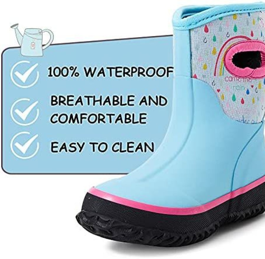 Girl * | Pennysue Kids Toddler Neoprene Rain Boots Muck Mud Waterproof Boots Warm Winter Boots For Boys & Girls Cute Spider